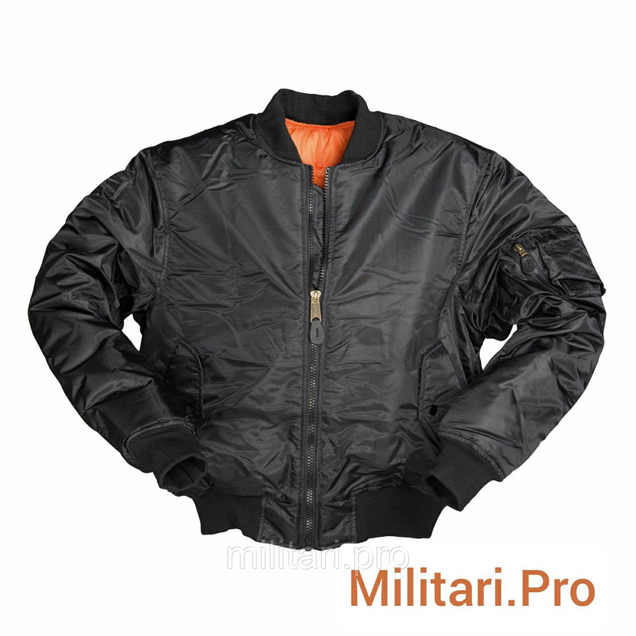 Купити - Куртка бомбер (літна) MA-1 чорний, Mil-Tec. Розміри: М;L; XL; XXL; XXXL. Німеччина. Art. Nr:10403002
