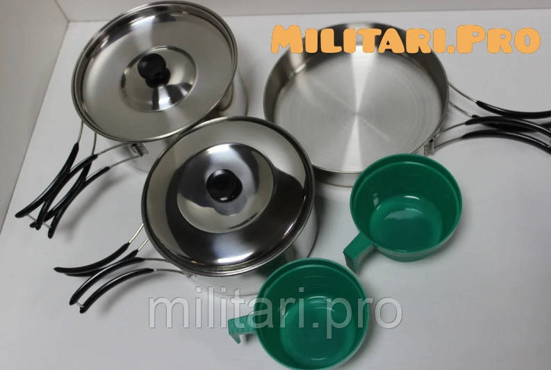 Купити - Набір військово-туристичного посуду Mil-tec. неіржавка сталь. 5 предметів. 14647000. Оригінал.
