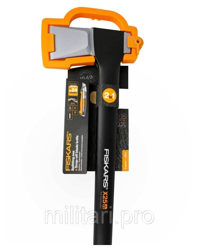 Топор-колун Fiskars X25XL (122483) + нож строительный CarbonMax (1027227). Art.No1057915 Оригинал. Набор.