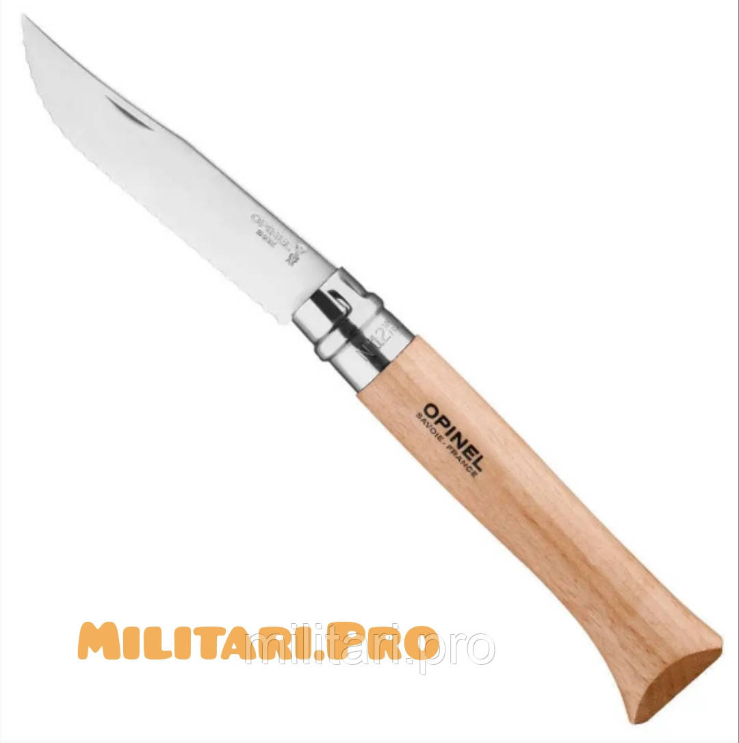 Складний ніж  Opinel №12  Inox Natural Serrated Camp Art. 002441. Сірейтор. Оригінал.Франція.