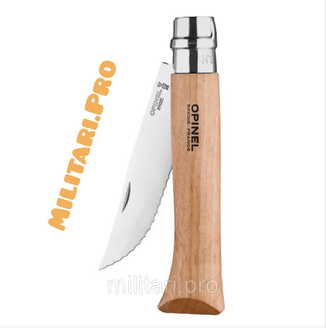 Складний ніж  Opinel №12  Inox Natural Serrated Camp Art. 002441. Сірейтор. Оригінал.Франція.