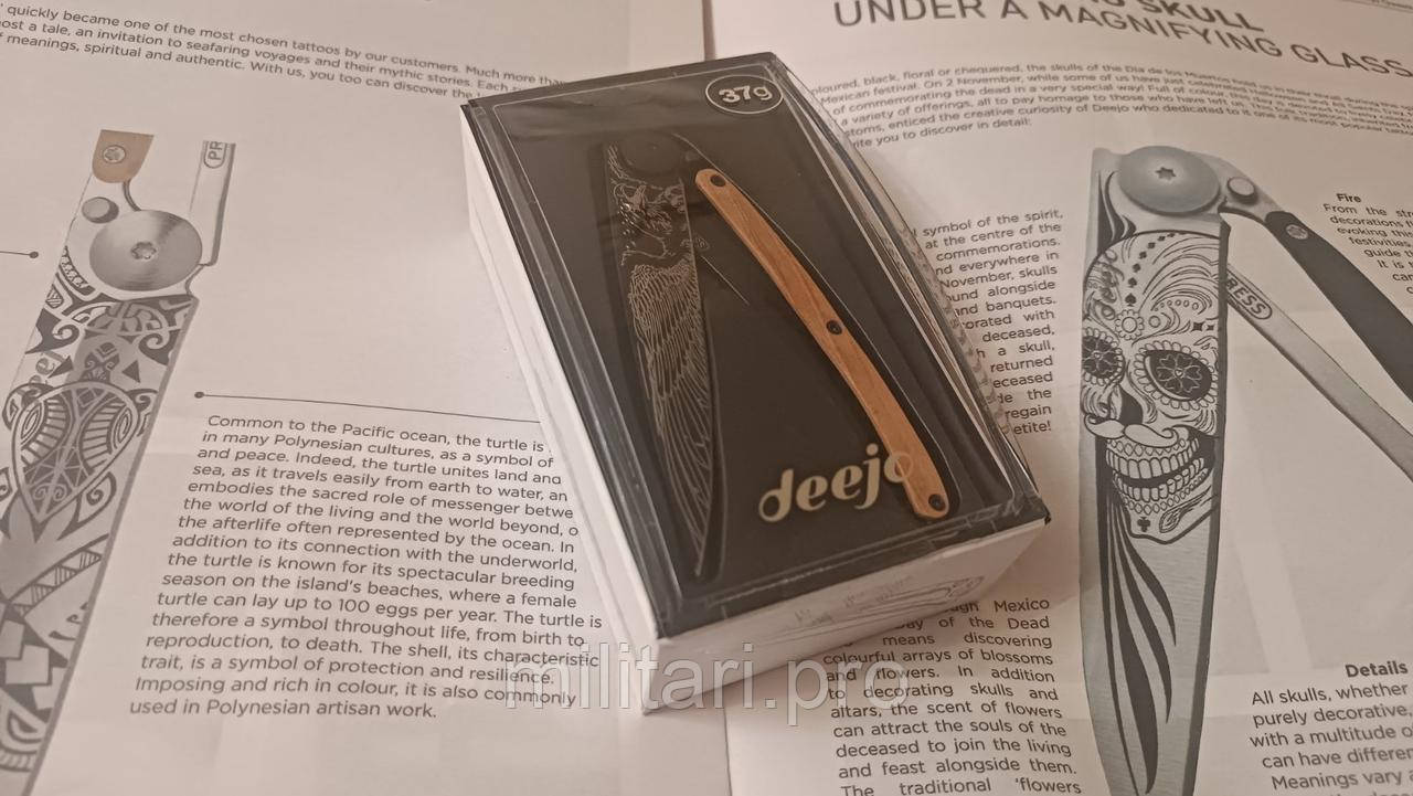 Нож складной Deejo Titanium Black. Juniper Wood. Eagle. 1GB108. 37g. Франция .Оригинал.