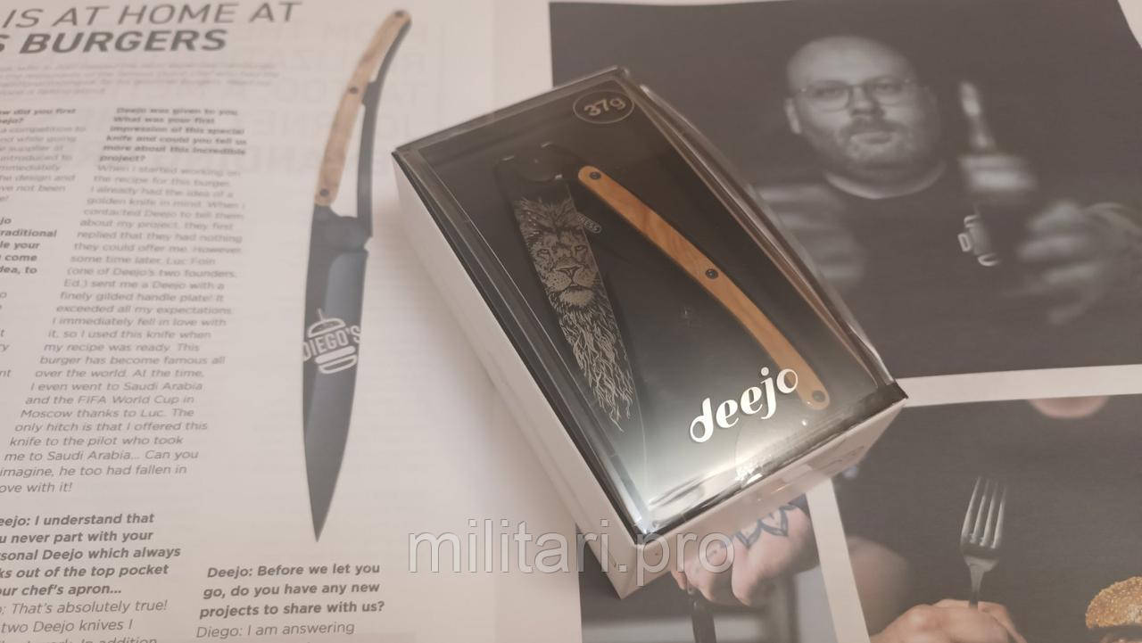Нож складной Deejo Black Titanium. Olive Wood. Лео. 1GB187. 37g. Франция. Подлинник.