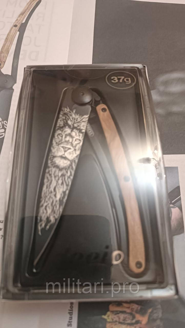 Нож складной Deejo Black Titanium. Olive Wood. Лео. 1GB187. 37g. Франция. Подлинник.