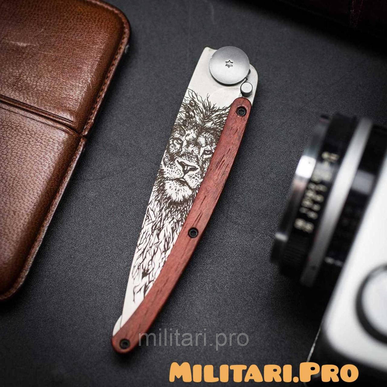 Ніж складний Deejo Titanium. Coral Wood. Lion. 1GB056. 37г. Франція. Оригінал.