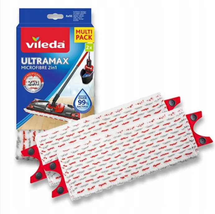 Купити - Сменные насадки MOP Vileda 167720 для швабров Vileda Ultramax 155737 и Ultramat TURBO 163425. Комплект 2 штуки.