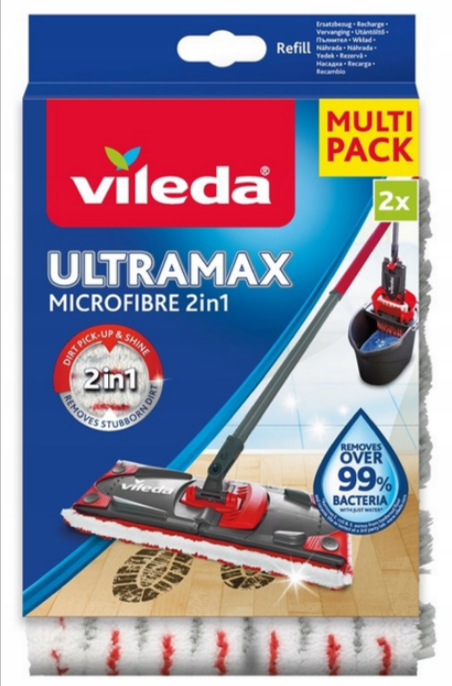 Сменные насадки MOP Vileda 167720 для швабров Vileda Ultramax 155737 и Ultramat TURBO 163425. Комплект 2 штуки.