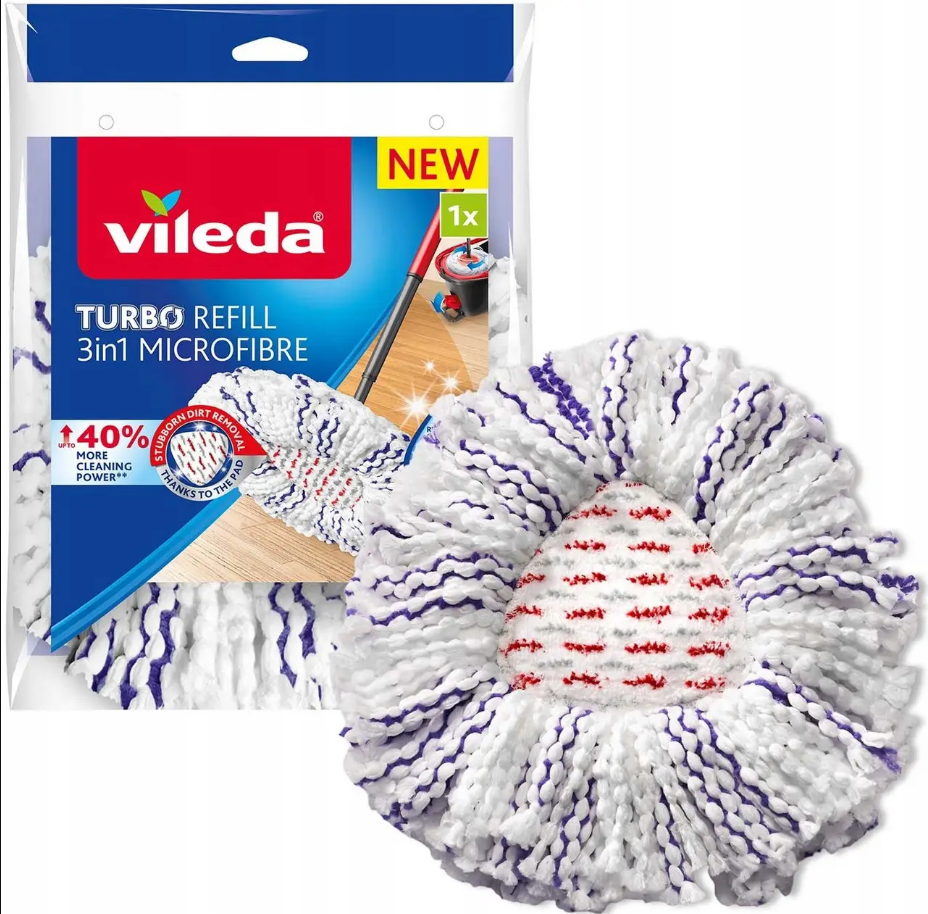 Купити - Сменная насадка для швабры - Vileda TURBO 3in1 Microfibre 167751. кол-т 1 шт.