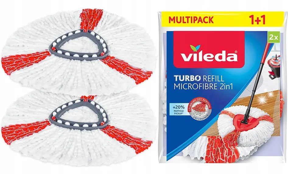 Сменные насадки 2 штуки для набора для уборки Vileda TURBO 2in1 Microfibre (163422).