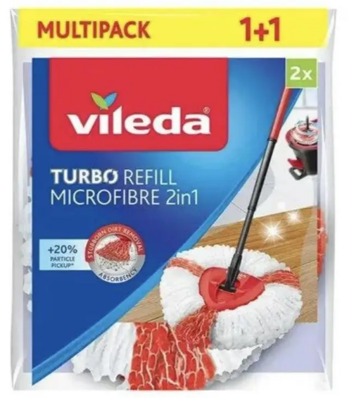 Сменные насадки 2 штуки для набора для уборки Vileda TURBO 2in1 Microfibre (163422).