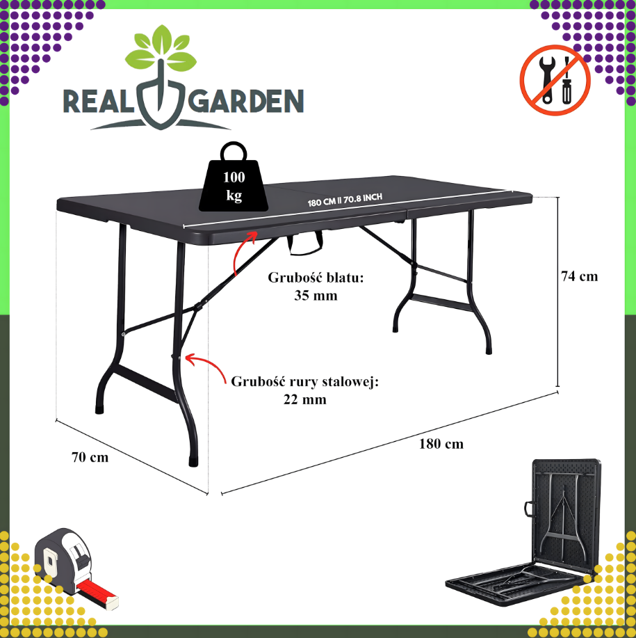 Розкладний садовий кемпінговий стіл Garden Catering 180×74×74 см.
