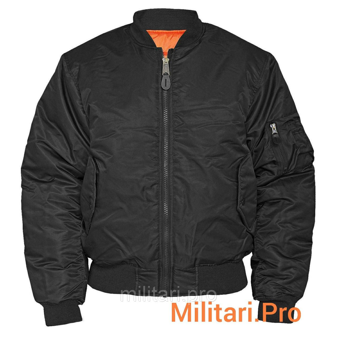Куртка бомбер (літна) MA-1 чорний, Mil-Tec. Розміри: М;L; XL; XXL; XXXL. Німеччина. Art. Nr:10403002