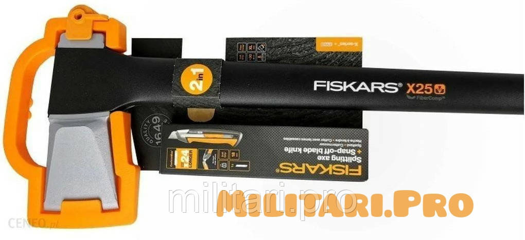 Топор-колун Fiskars X25XL (122483) + нож строительный CarbonMax (1027227). Art.No1057915 Оригинал. Набор.