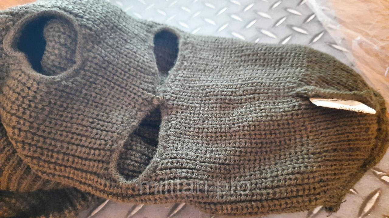Балаклава - підшоломник на три отвори. В'язана. Олива. Акрил.