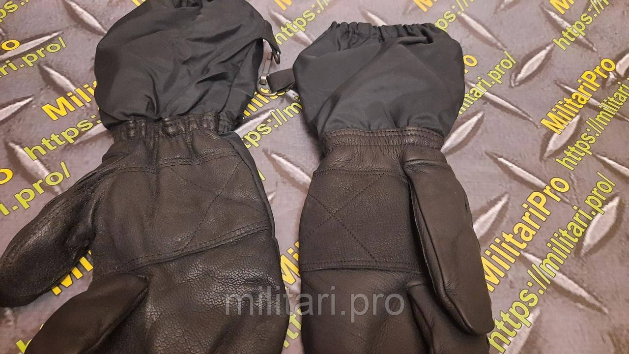 Рукавиці трьохпалі чорні зимові Unger и TEGO. Швейцарія. Хутро +шкіра. Легеньке Б/У. Розмір - М. Оригінал.