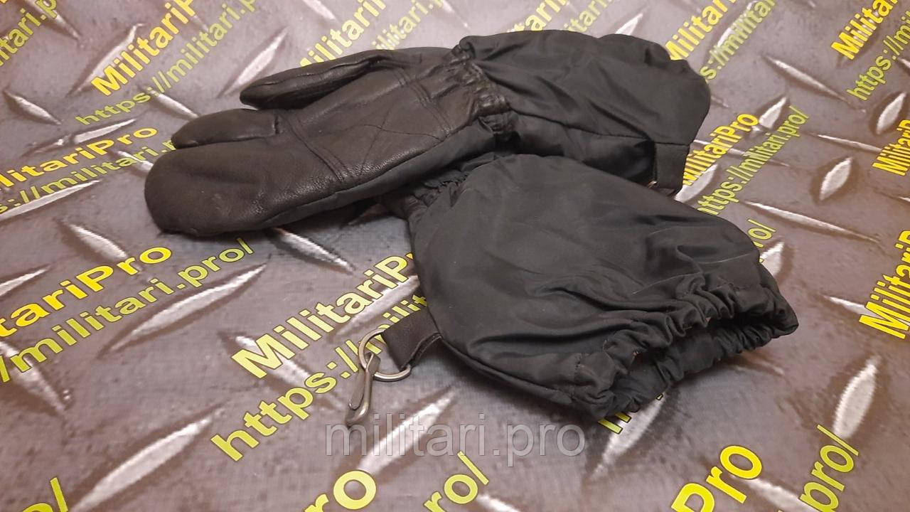 Рукавиці трьохпалі чорні зимові Unger и TEGO. Швейцарія. Хутро +шкіра. Легеньке Б/У. Розмір - М. Оригінал.