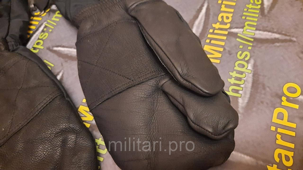Рукавиці трьохпалі чорні зимові Unger и TEGO. Швейцарія. Хутро +шкіра. Легеньке Б/У. Розмір - М. Оригінал.