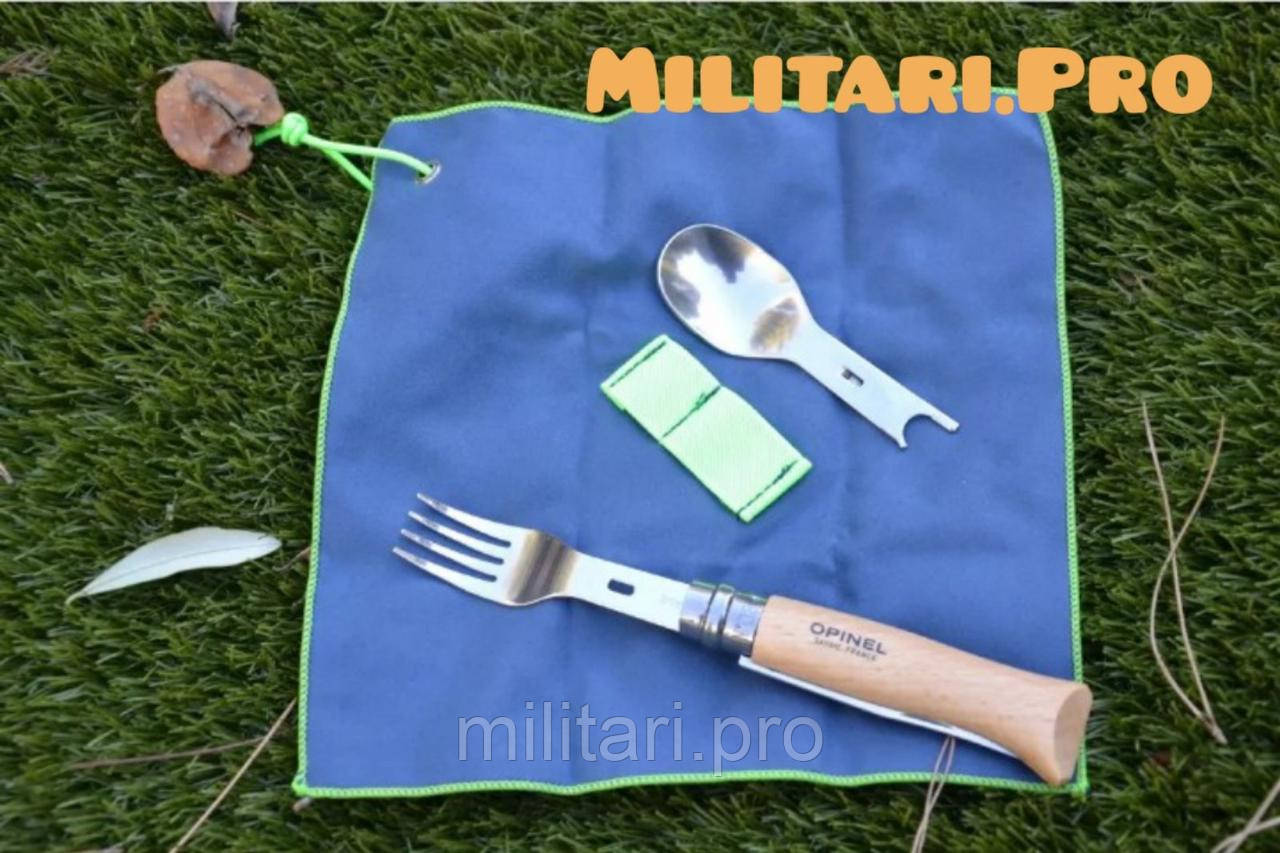 Комплект столових приладів Opinel Picnic+ (002500) з ножем № 08. Оригінал. Франція. Ложка, вилка, ніж.