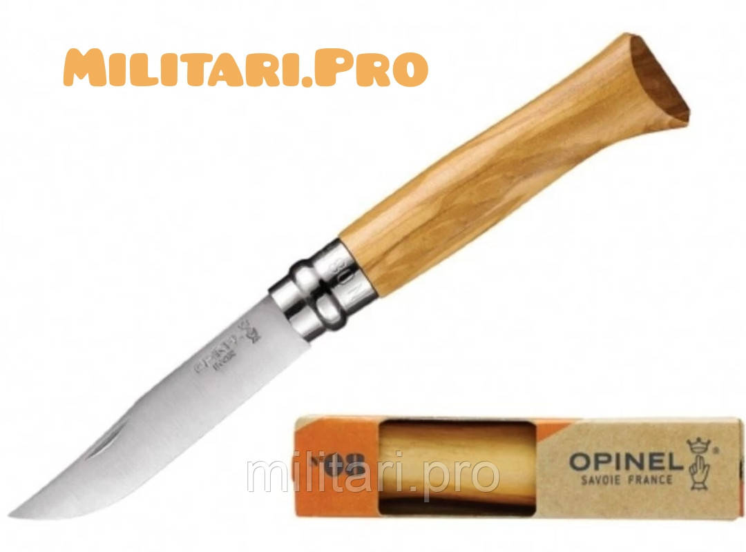 Складний ніж Opinel Inox Lux Olive №8 VRI. Оливка. Art. 000899. Нерж. сталь. Оригінал. Франція.