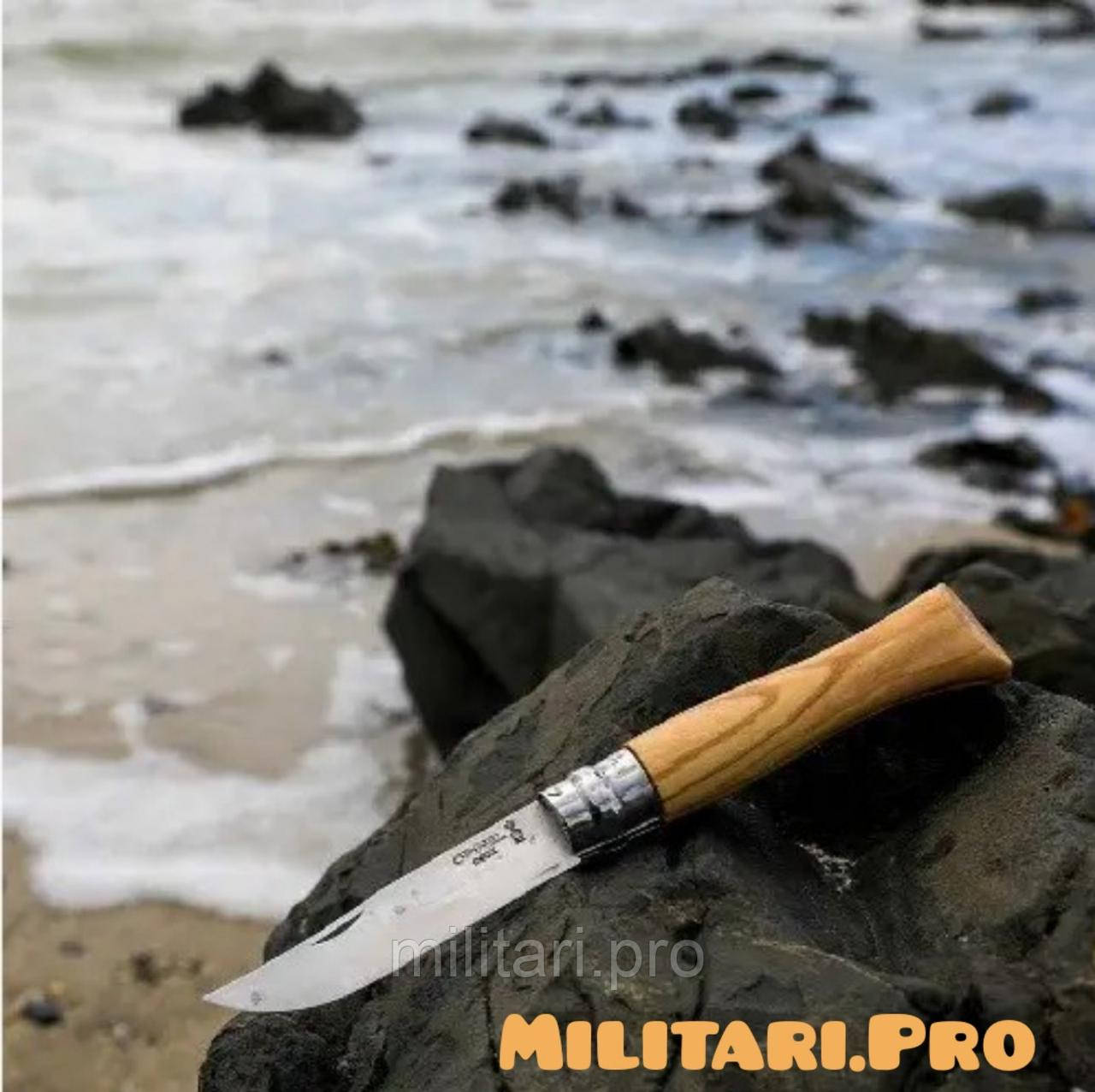 Складний ніж Opinel Inox Lux Olive №8 VRI. Оливка. Art. 000899. Нерж. сталь. Оригінал. Франція.