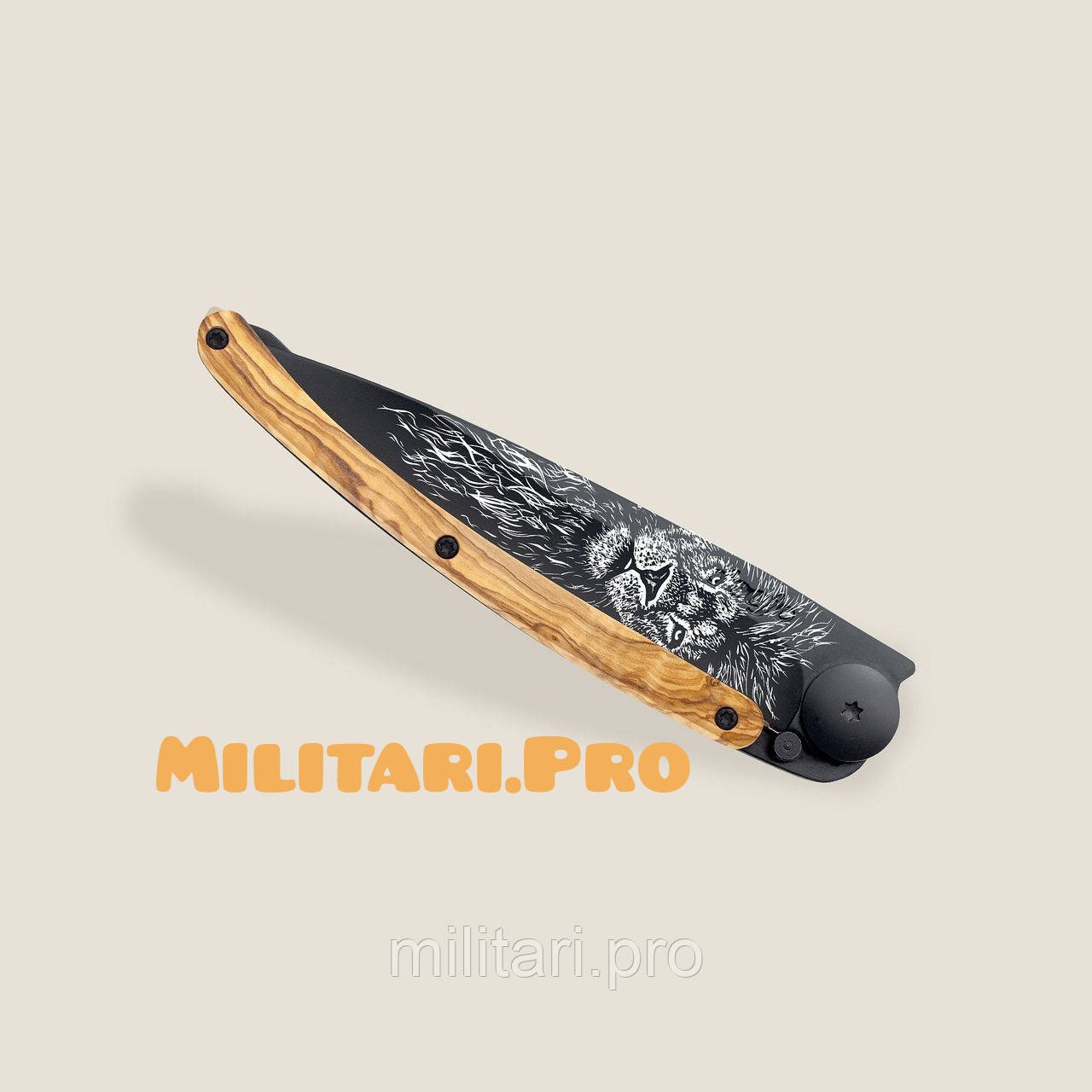 Нож складной Deejo Black Titanium. Olive Wood. Лео. 1GB187. 37g. Франция. Подлинник.