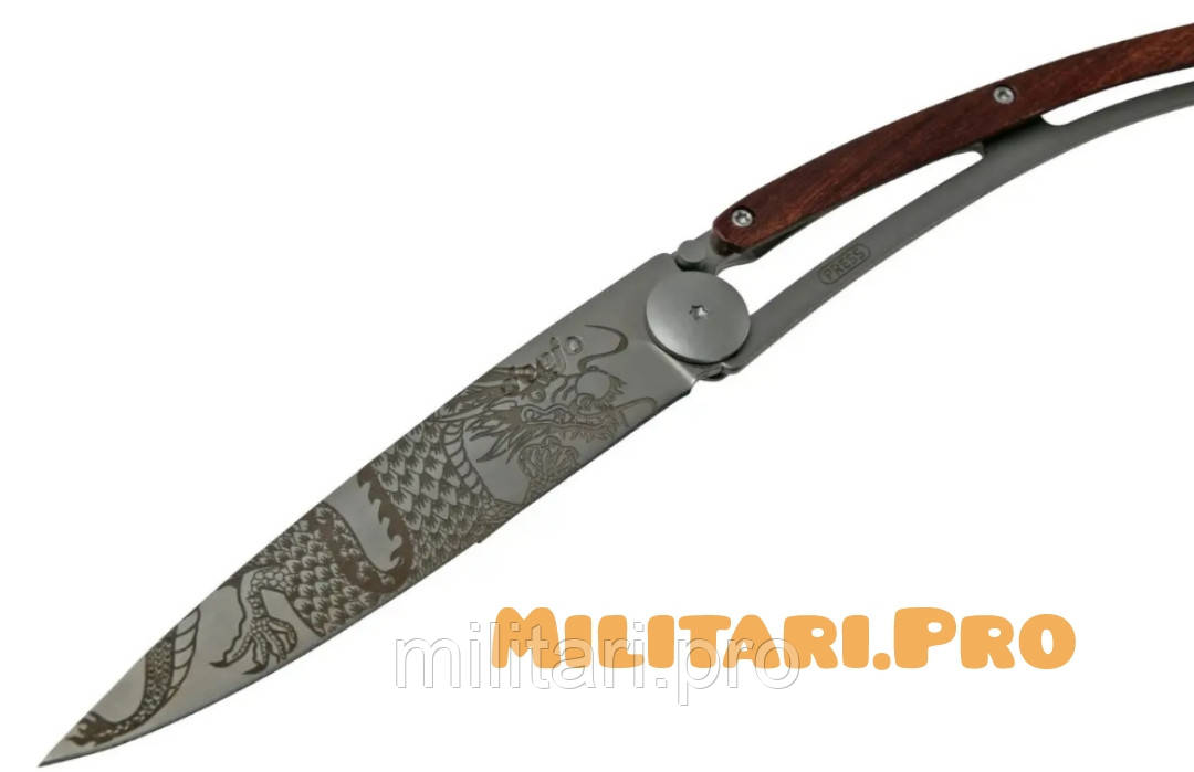 Ніж складний Deejo Tattoo Titanium. Coral Wood. Shinese Dragon. 1GB076. 37г. Франція. Оригінал.