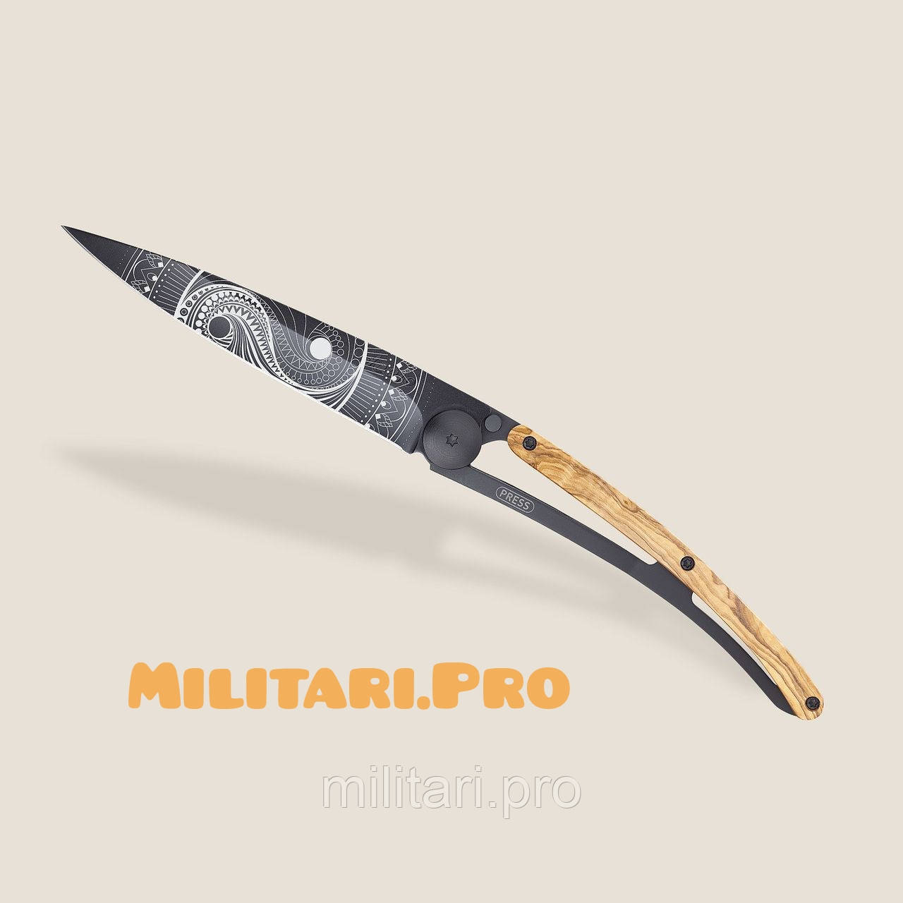 Ніж складний  Deejo Black. Olive Wood. Yin&Yang. 1GB149. 37g. Франція. Оригінал.