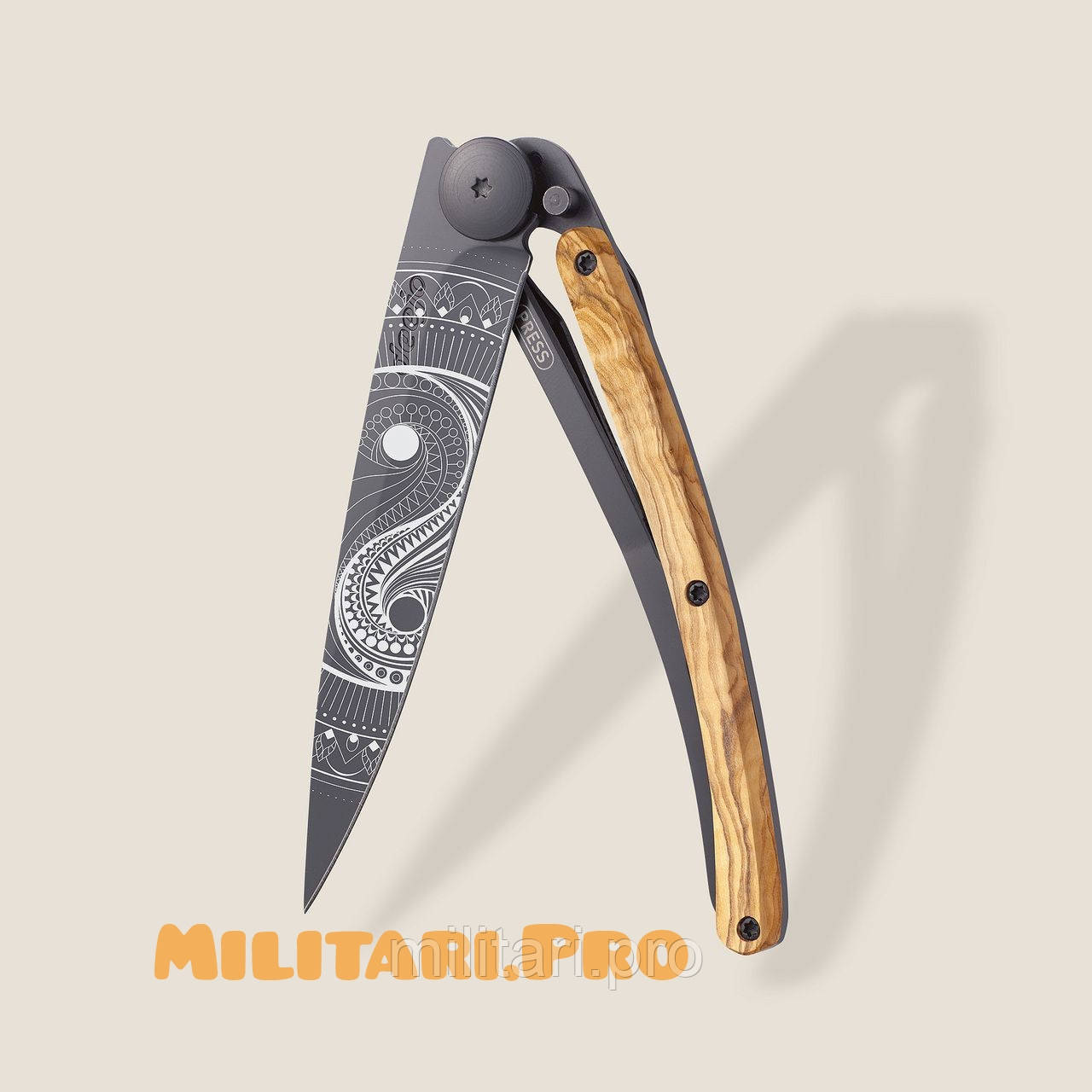 Ніж складний  Deejo Black. Olive Wood. Yin&Yang. 1GB149. 37g. Франція. Оригінал.