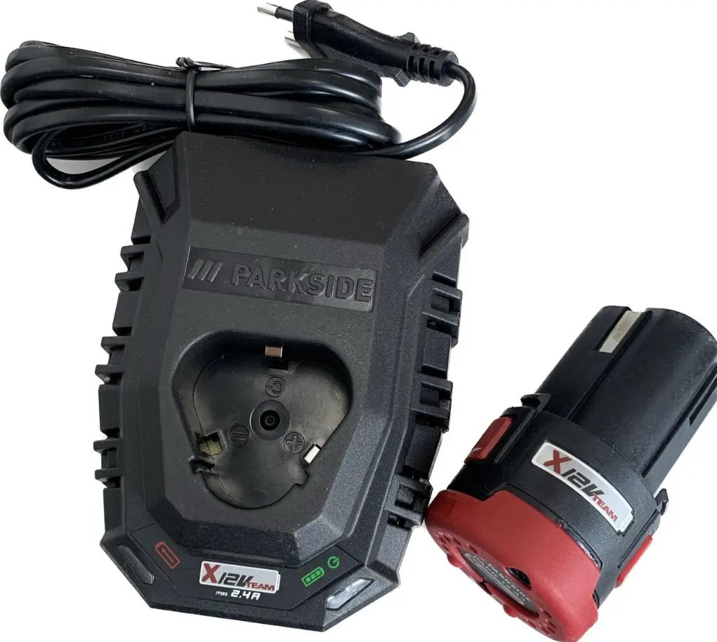 Аккумулятор PARKSIDE PAPK 12 A4 2 Ah и зарядное устройство для аккумуляторной пилы PARKSIDE 12 В PGHSA 12 C3.