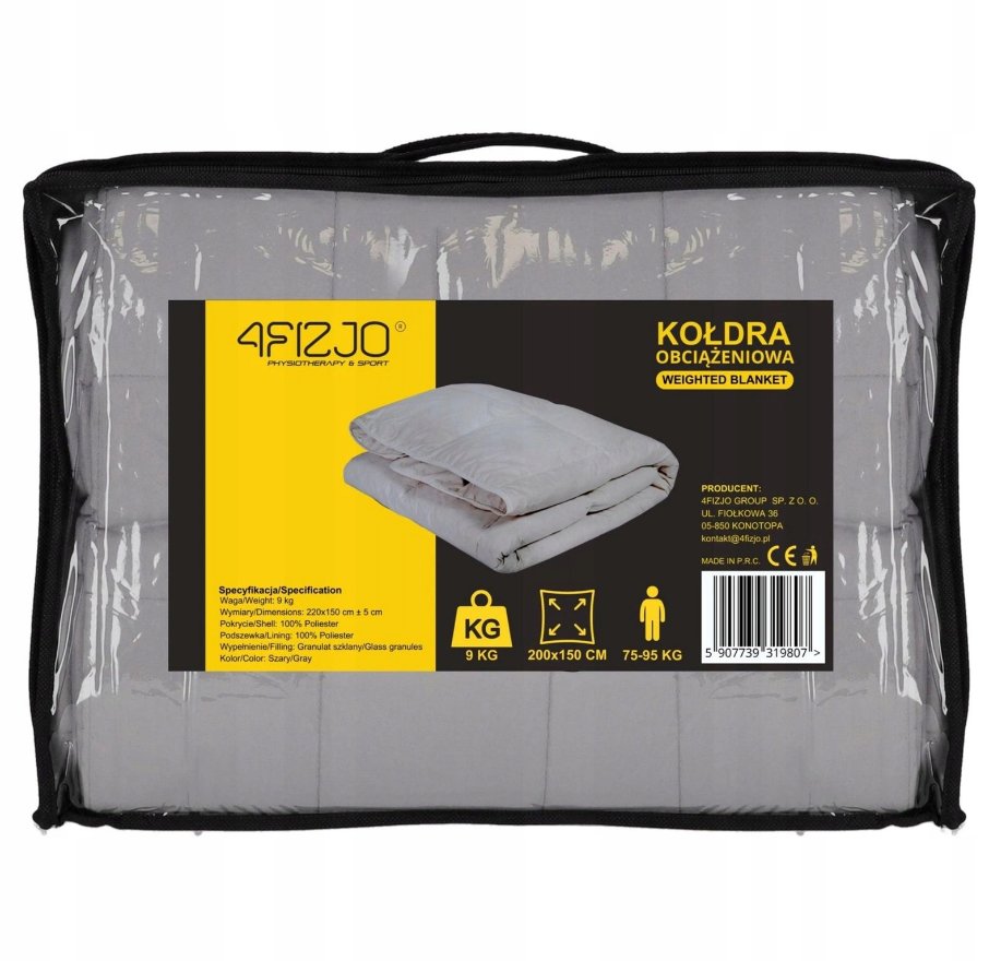 Антистрессовое сенсорное утяжеленное гравитационное одеяло 9 кг. 4FIZJO Размер: 150 × 200 см. Польша.